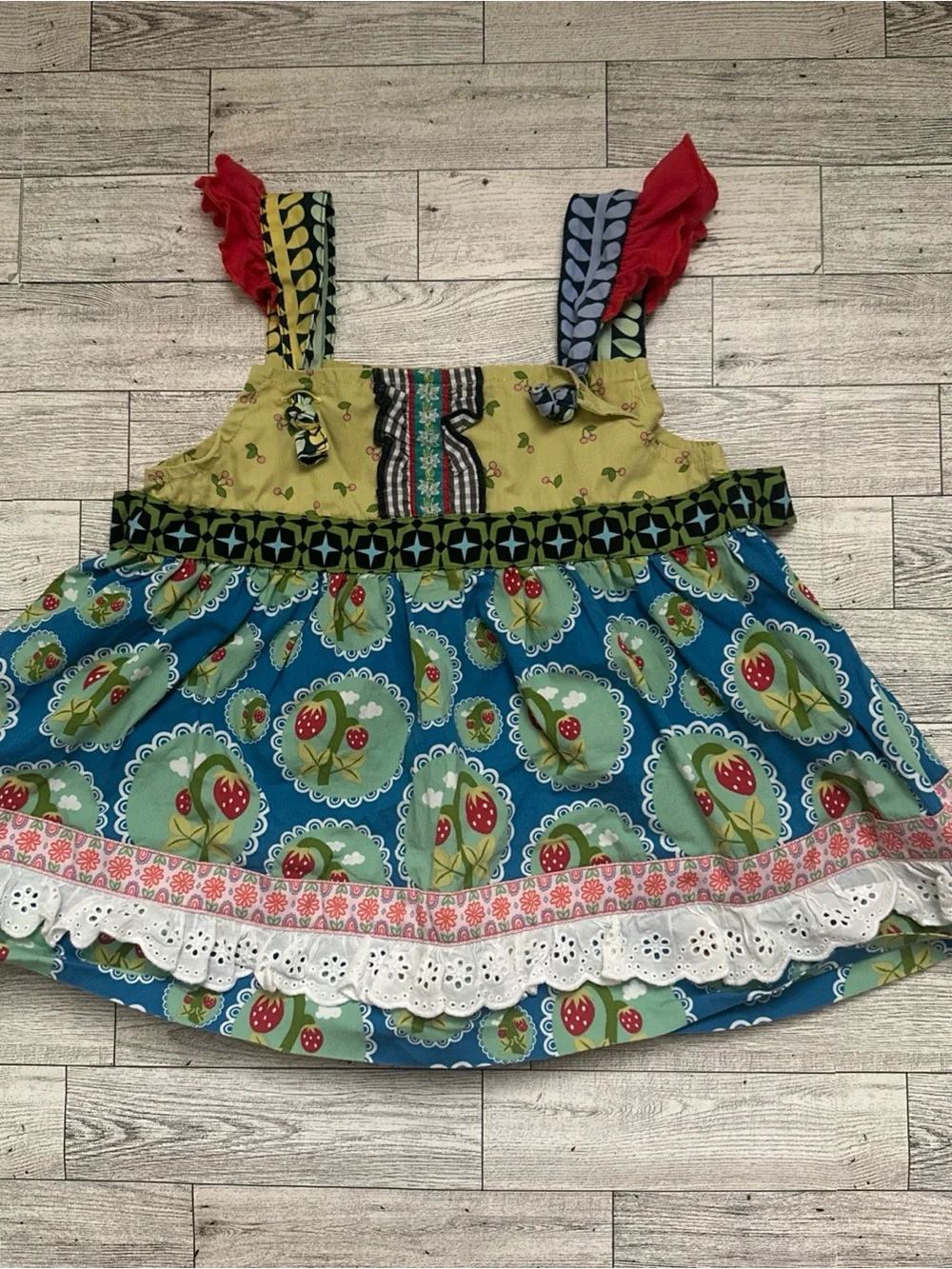 Matilda Jane size 4 Love Bug Strawberry Knot Top Wonderful Parade